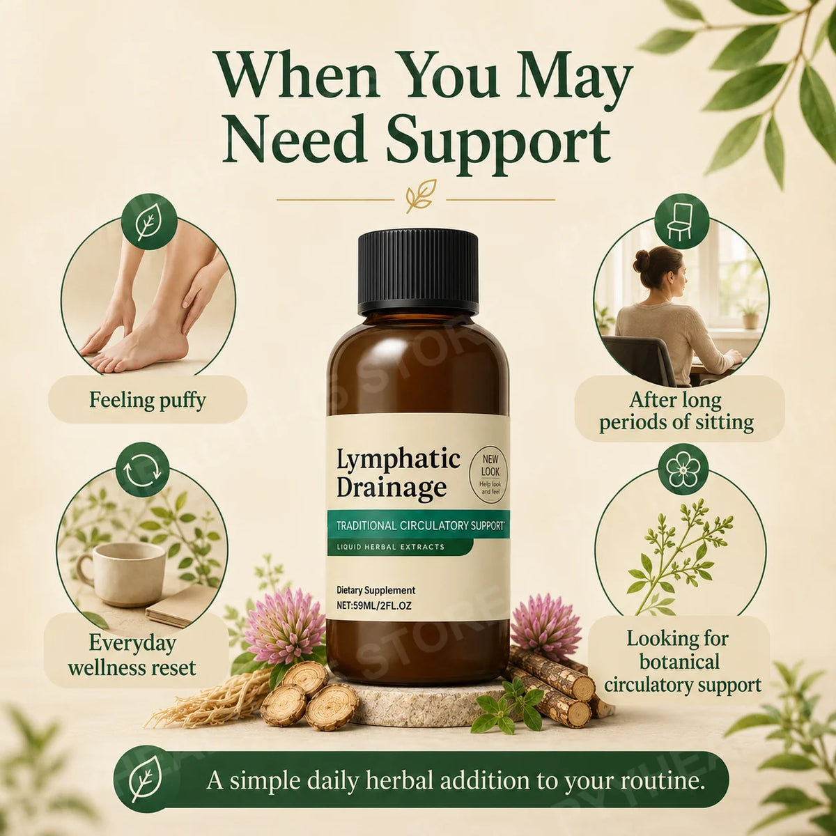 Lymphatic Drainage Drops 59ml – 4 Herbal Extracts Wellness Herbal Wellness Drops Qst