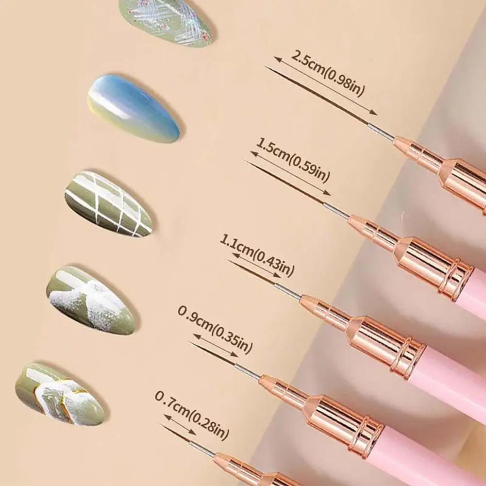 5-Piece Nail Art Liner Brush Set for UV Gel & French Polish Nail Art Brush Set Qme