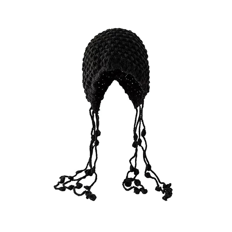Women's Knitted Winter Beanie – Windproof Tassel Ear Cover Hat Knitted Winter Beanie Qst A3