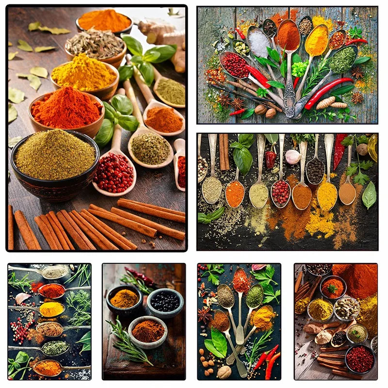 Colorful Spices Canvas Wall Art – Kitchen & Restaurant Decor Canvas Wall Art Qst
