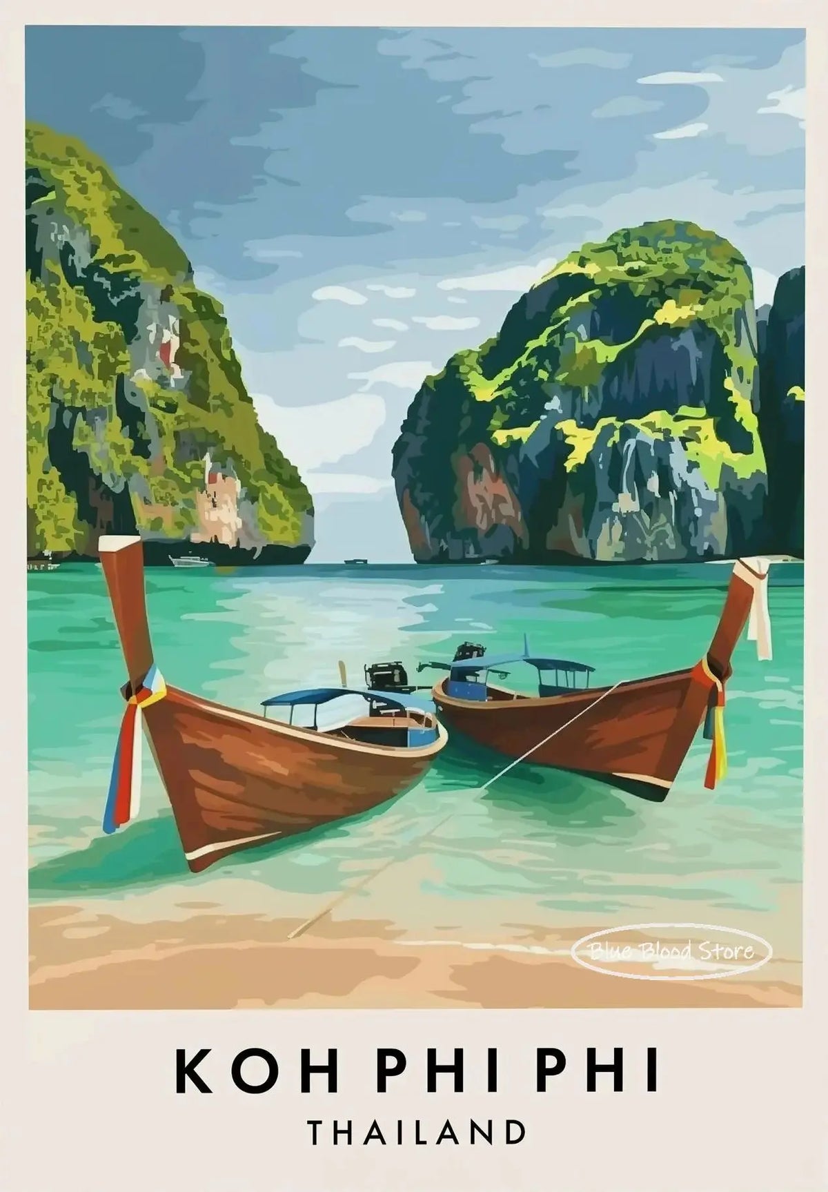 Thailand Travel Canvas Wall Art – Phuket Bangkok Landscape Poster Canvas Wall Art Qst 5 20x30cm Unframed