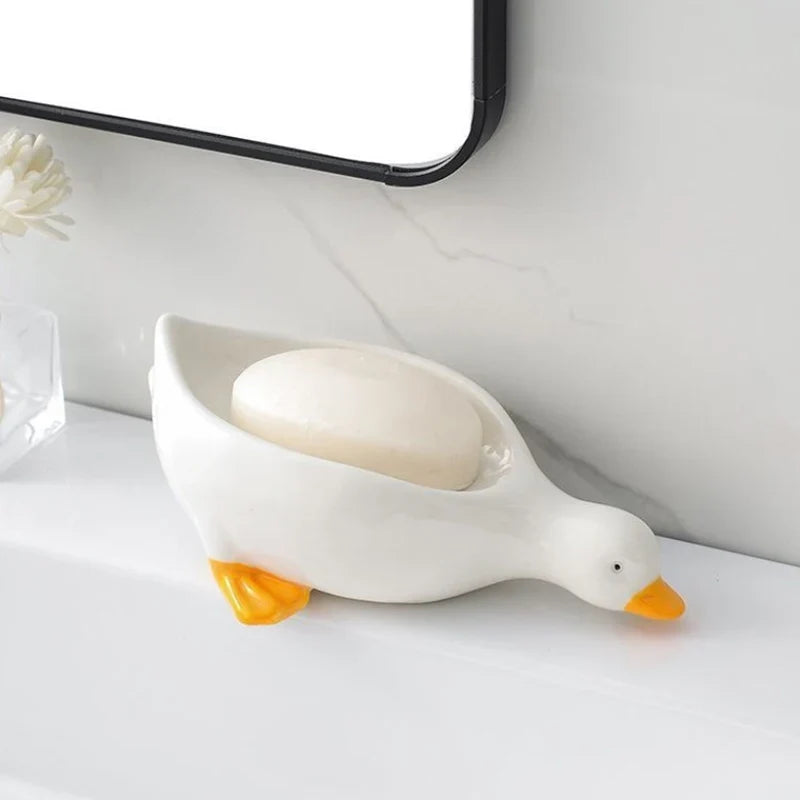 Yellow Duck Soap Dish | Drainable Cartoon Soap Holder Soap Dish Qme