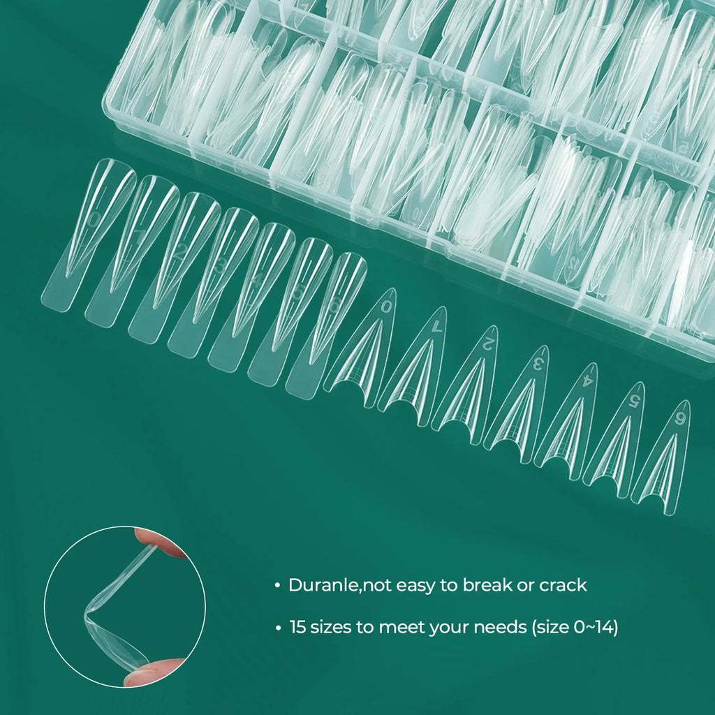 Nailpop 120 Stiletto Dual Forms – 15 Sizes Clear Nail Molds Nail Extension Molds Qme