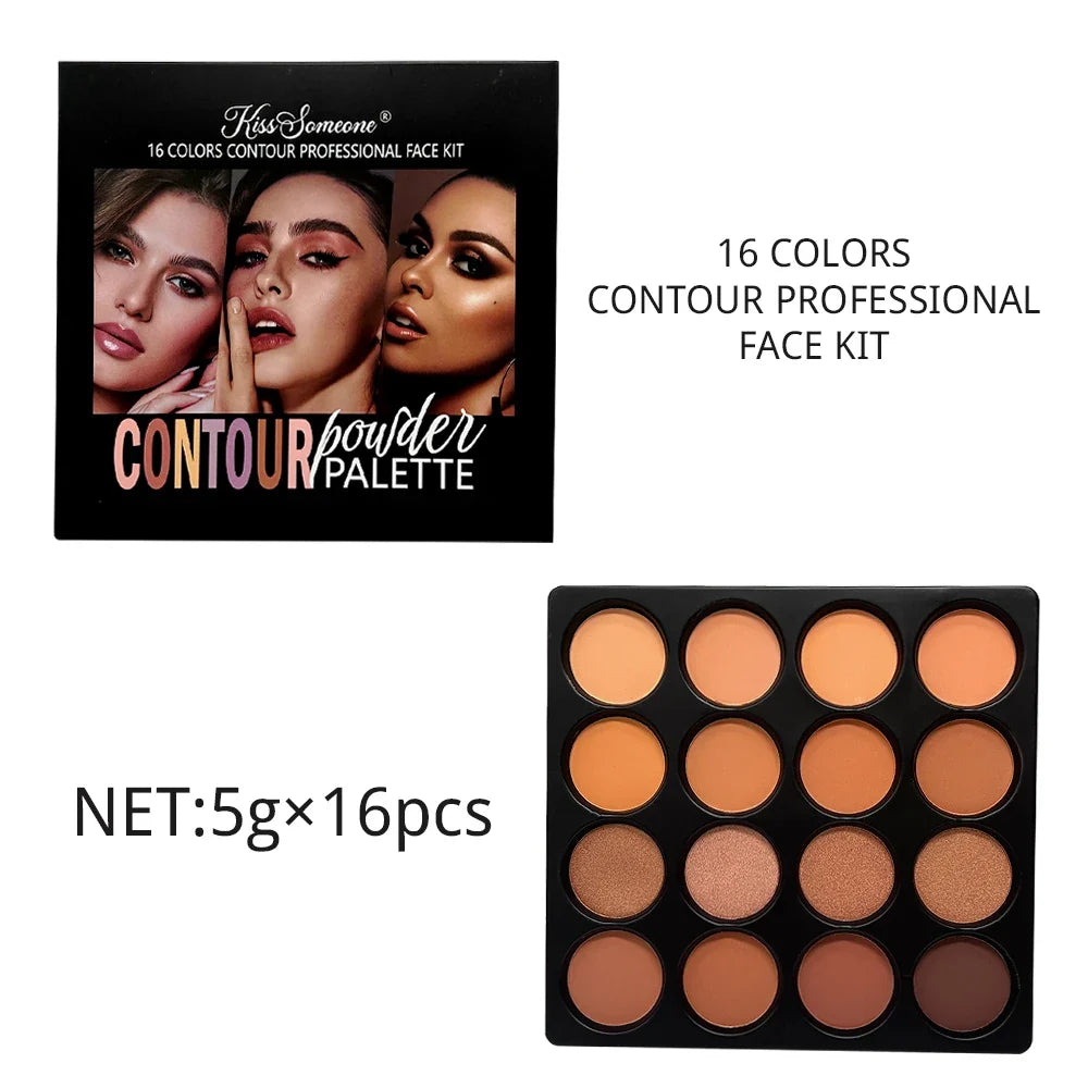16-Shade Concealer & Contour Palette – Medium to Dark Tones Concealer Contour Palette Qme