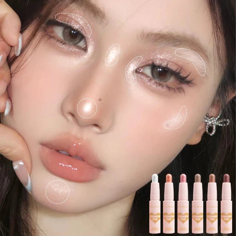 Waterproof Shimmer Eye Shadow Stick Set – 6 Multi-Color Shades Eye Shadow Stick Set Qme