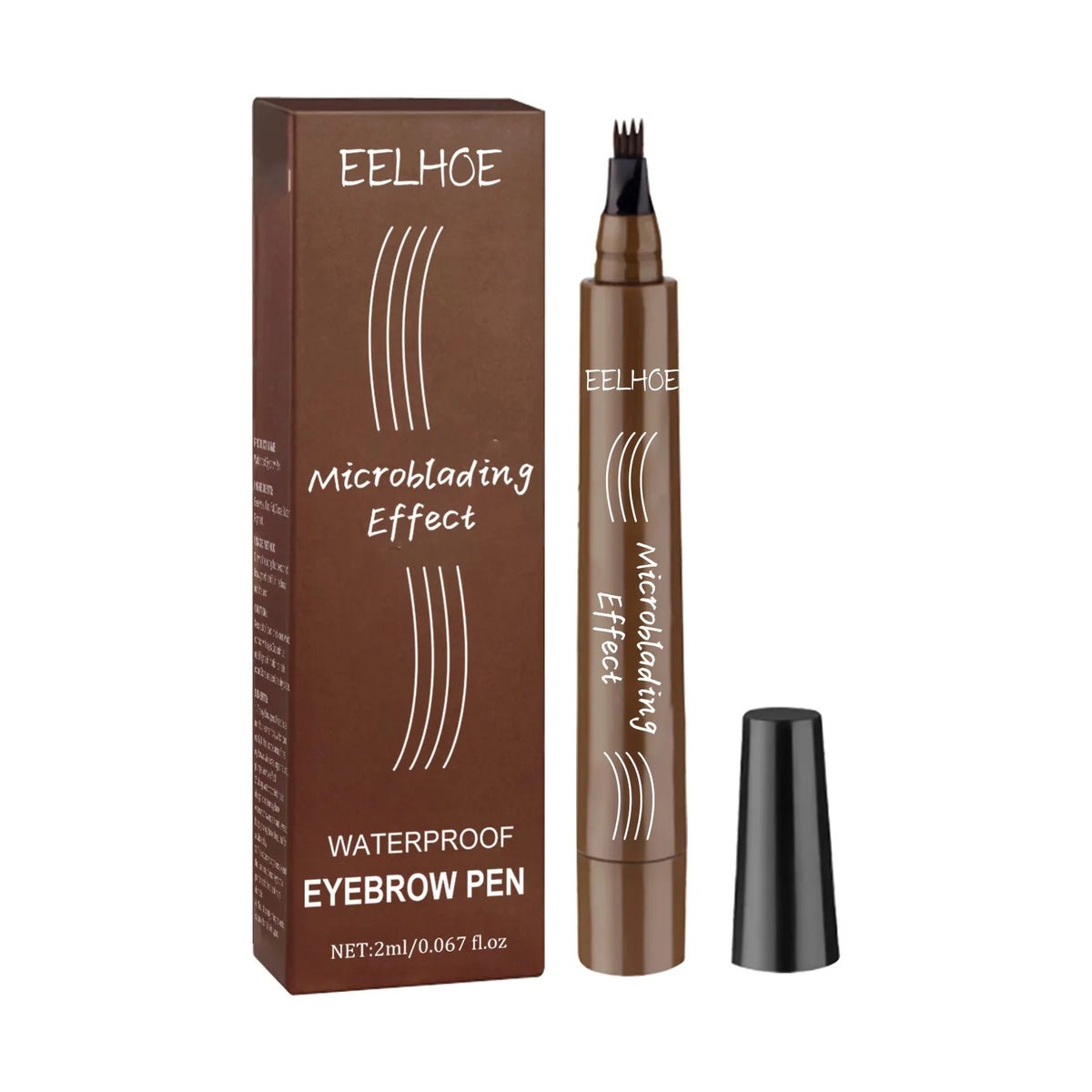 EELHOE 4-Point Microblading Eyebrow Pen – Waterproof, 5 Colors Eyebrow Makeup Pen Qst Light Brown 2ml