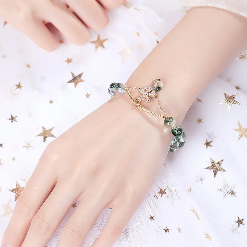 Cherry Blossom Green Ghost Lucky Crystal Bracelet Crystal Bracelet Qme