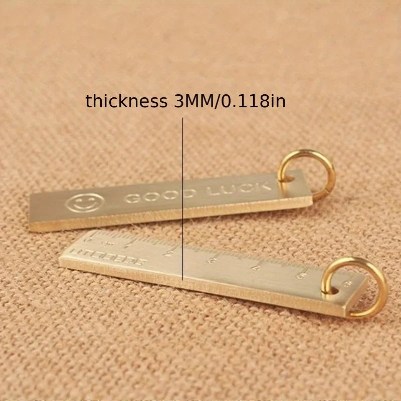 Miniature Pure Brass Ruler Keychain Number Plate Pendant Keychain Pendant Qme