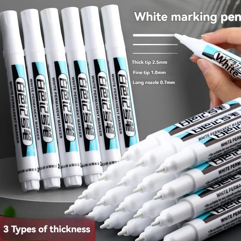 White Permanent Paint Marker Pens | 0.7mm Waterproof Tip Paint Marker Pens Qme