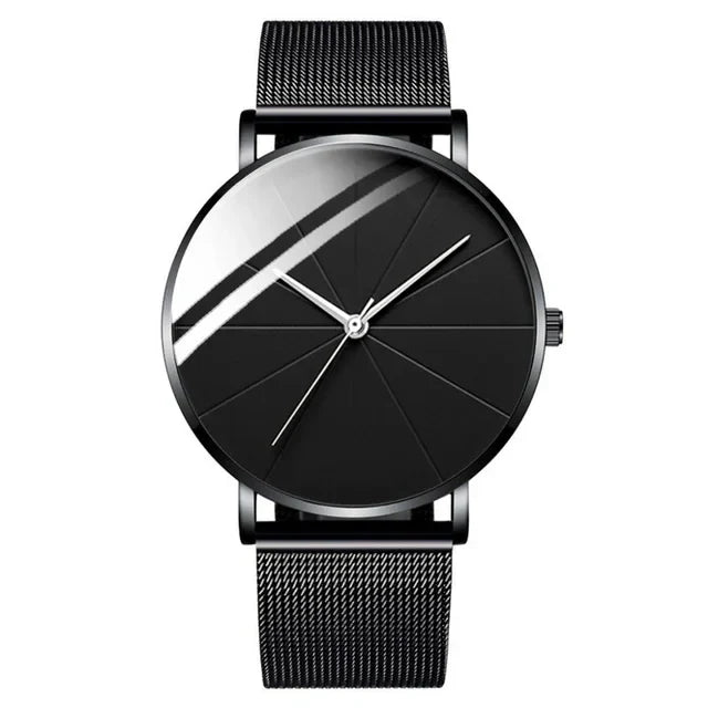 Minimalist Men's Ultra-Thin Business Watch | Stainless Steel Mesh Men's Quartz Watch Qme 1