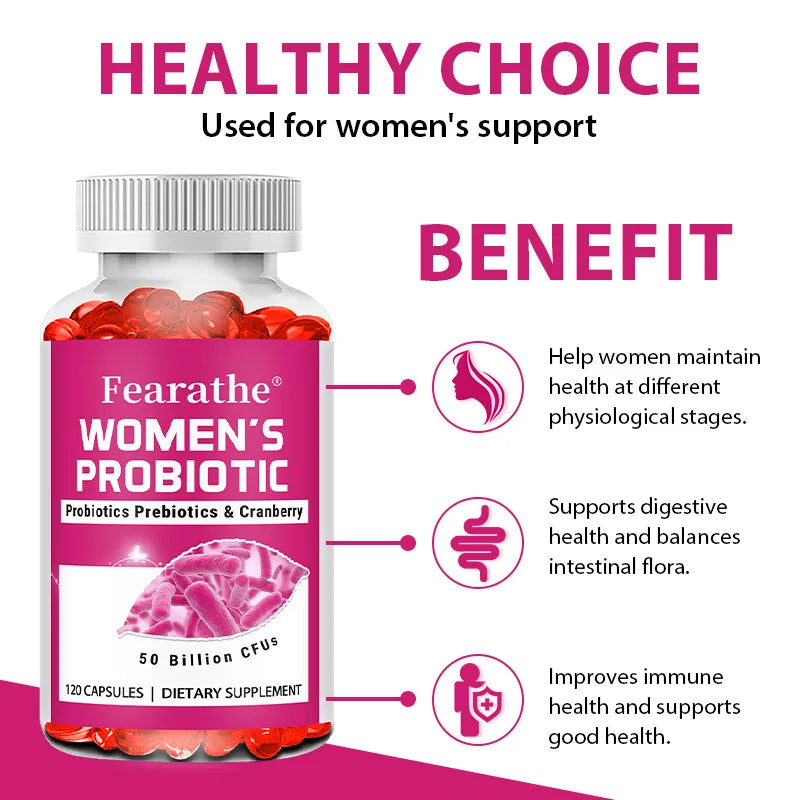 Women's Probiotic Capsules with Prebiotics & Cranberry 50B CFU Probiotic Supplement Qst