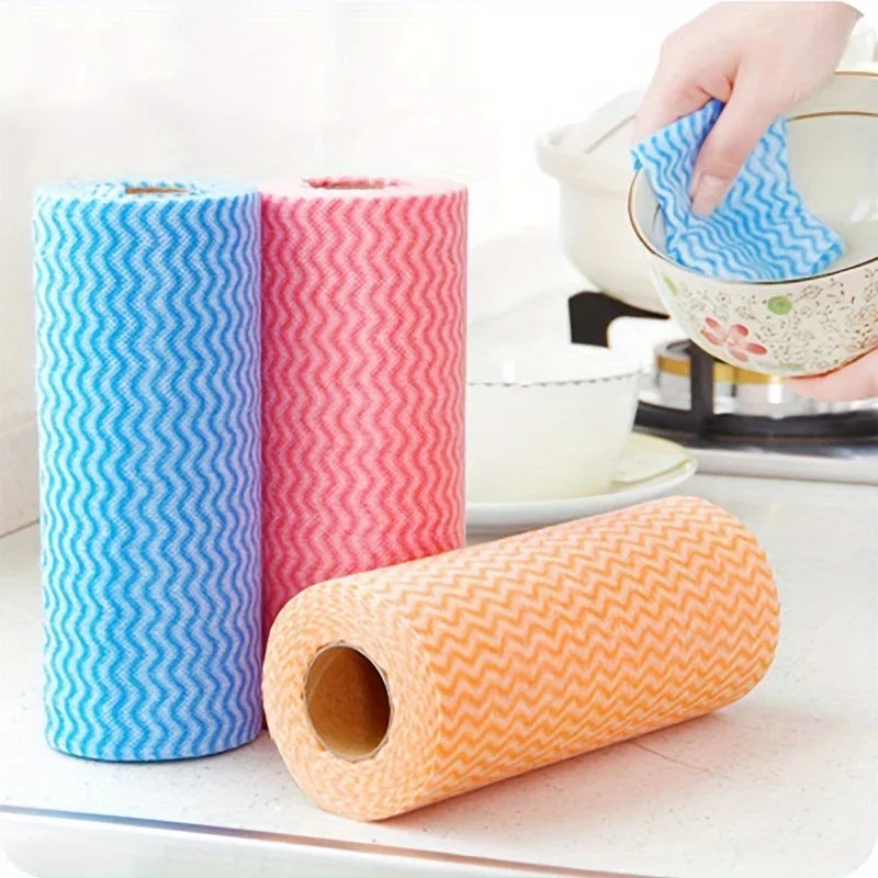 Disposable Non-Woven Dishcloths Roll | Oil-Free Kitchen Wipes Disposable Dishcloths Qme