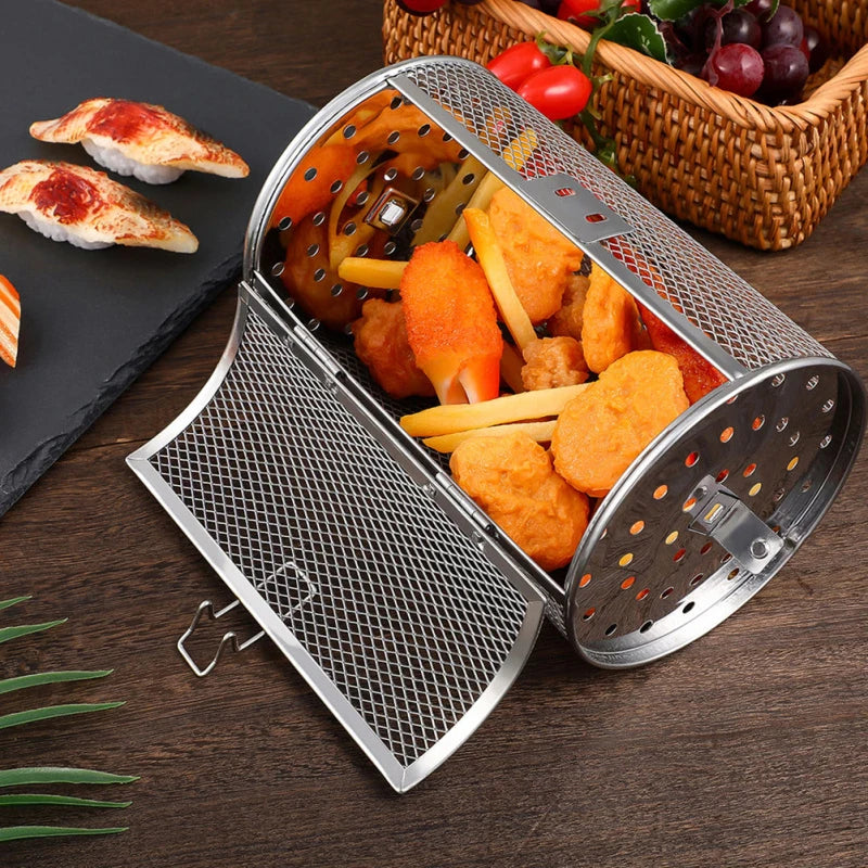 Stainless Steel Rotisserie Drum Basket – Air Fryer & Oven Rotisserie Drum Basket Qst