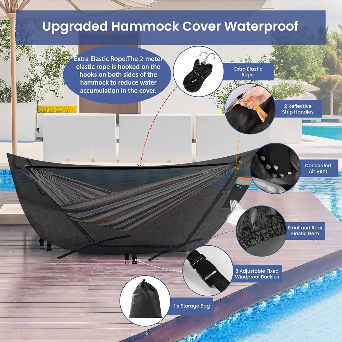 Heavy Duty Hammock Cover – Waterproof Dustproof Outdoor Protector Hammock Cover Qme