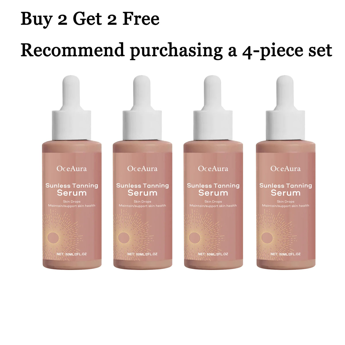 OceAura 60ml Sunless Tanning Serum – Bronzer & Moisturizer Self-Tanning Serum Qst 4 pcs