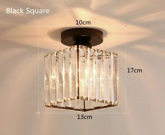 Crystal Ceiling Light | Modern Pendant Lamp for Hallway & Balcony Pendant Ceiling Light Qme Square Black