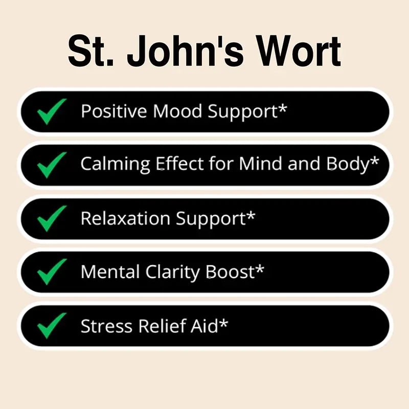 St. John's Wort Extract Capsules – Mood & Relaxation Support Herbal Supplement Qst