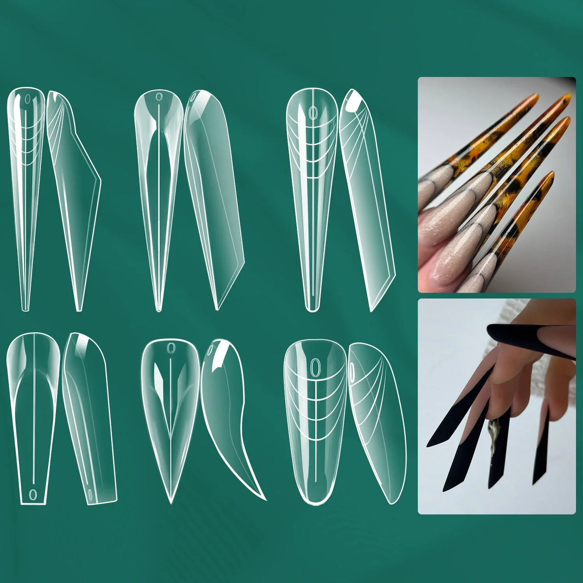 Nailpop 150pc Dual Forms UV Gel Nail Molds – Reusable Nail Extension Molds Qme