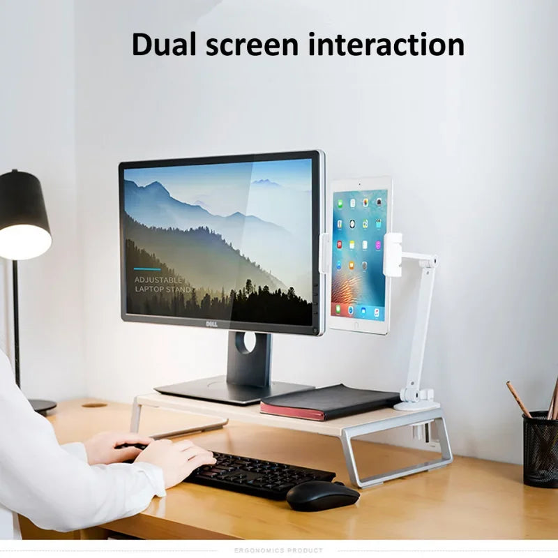 Rotating Long Arm Tablet & Phone Stand – Aluminum Alloy Mount Tablet Phone Stand Qme