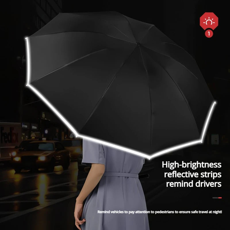 20-Bone Windproof Reverse Folding Umbrella – UV & Reflective Windproof Folding Umbrella Qst
