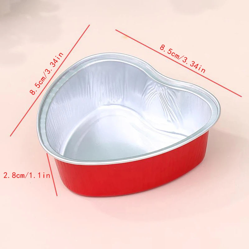10Pcs Heart-Shaped Aluminum Foil Baking Cups 100ml Dessert Molds Foil Baking Cups Qst