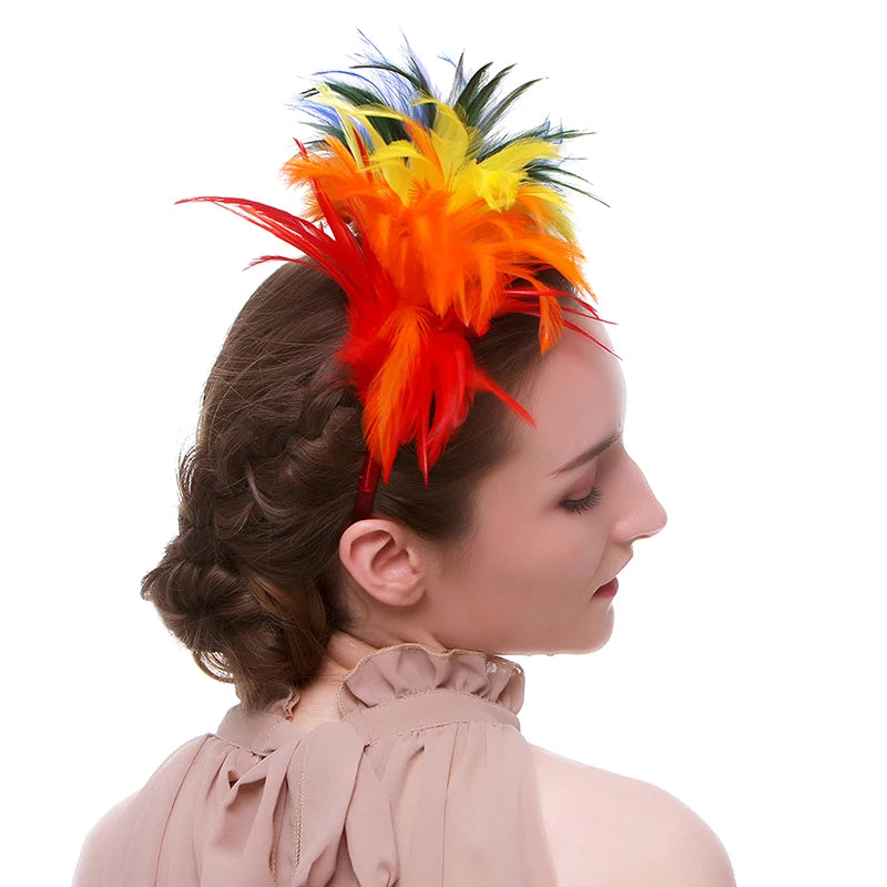 Feather Hair Band for Party, Prom & Carnival – One Size Feather Hair Band Qst