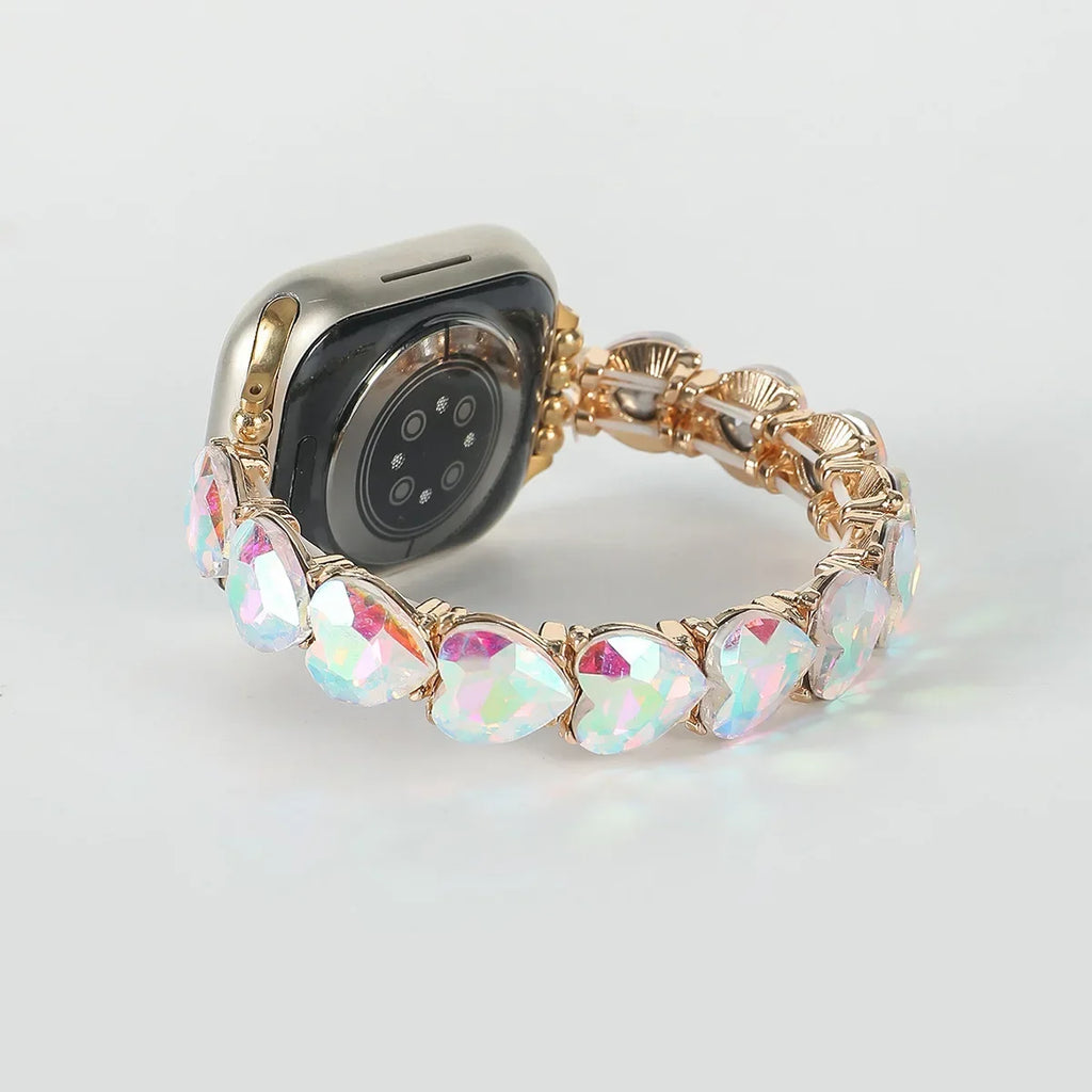 Apple Watch Glass Crystal Elastic Strap – Shiny, 3 Sizes Watch Strap Qme