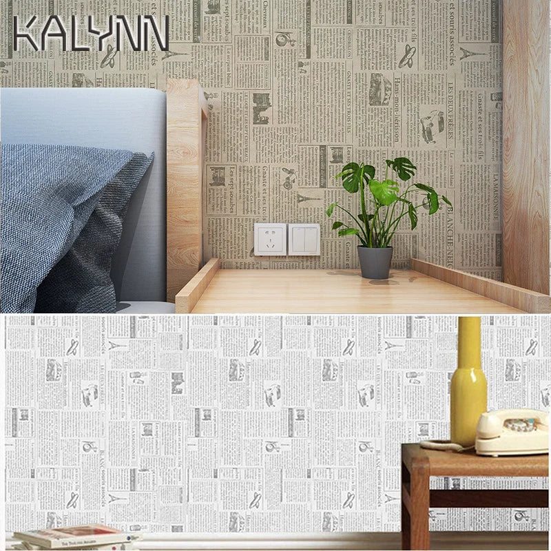 Old Newspaper Self-Adhesive Wallpaper 10m PVC Contact Paper Self-Adhesive Wallpaper Qme