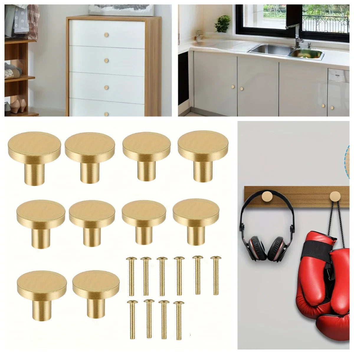Brushed Brass Cabinet Knobs – Gold Round Drawer Pulls Cabinet Knobs Qme