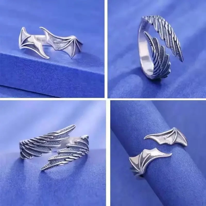 Retro Angel Demon Wing Couples Ring – Adjustable Charm Couples Ring Qme