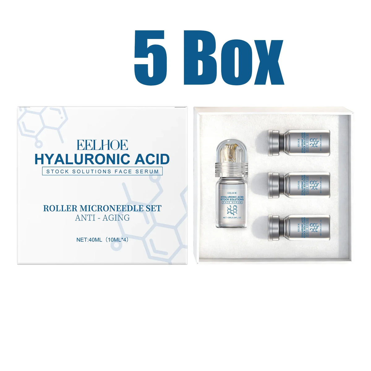 Hyaluronic Acid Face Serum & Roller Microneedle Set | Qme Face Serum Roller Qme 5 Boxed