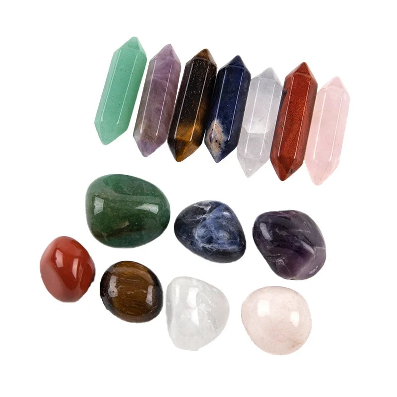 Seven Chakra Natural Crystal Gemstone Ornaments & Gift Set Crystal Gemstone Ornament Qme