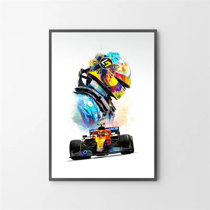 Watercolor F1 Racing Driver Helmet Canvas Print Wall Art Canvas Wall Art Qst