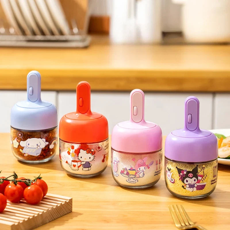 Hello Kitty Kuromi Airtight Glass Seasoning Jars Set Glass Seasoning Jar Set Qme