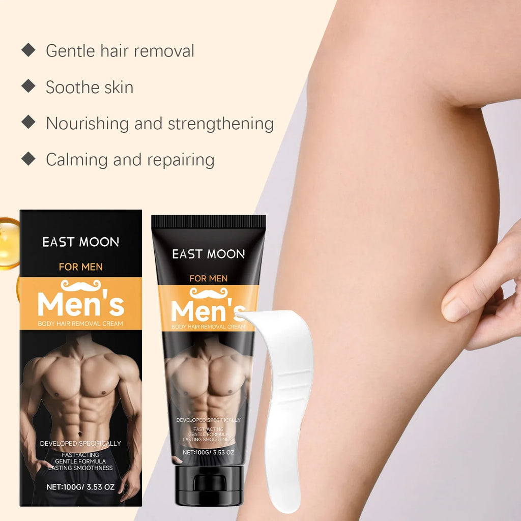 Men's Hair Removal Cream & Scraper – Fast-Acting Depilatory Hair Removal Cream Qme