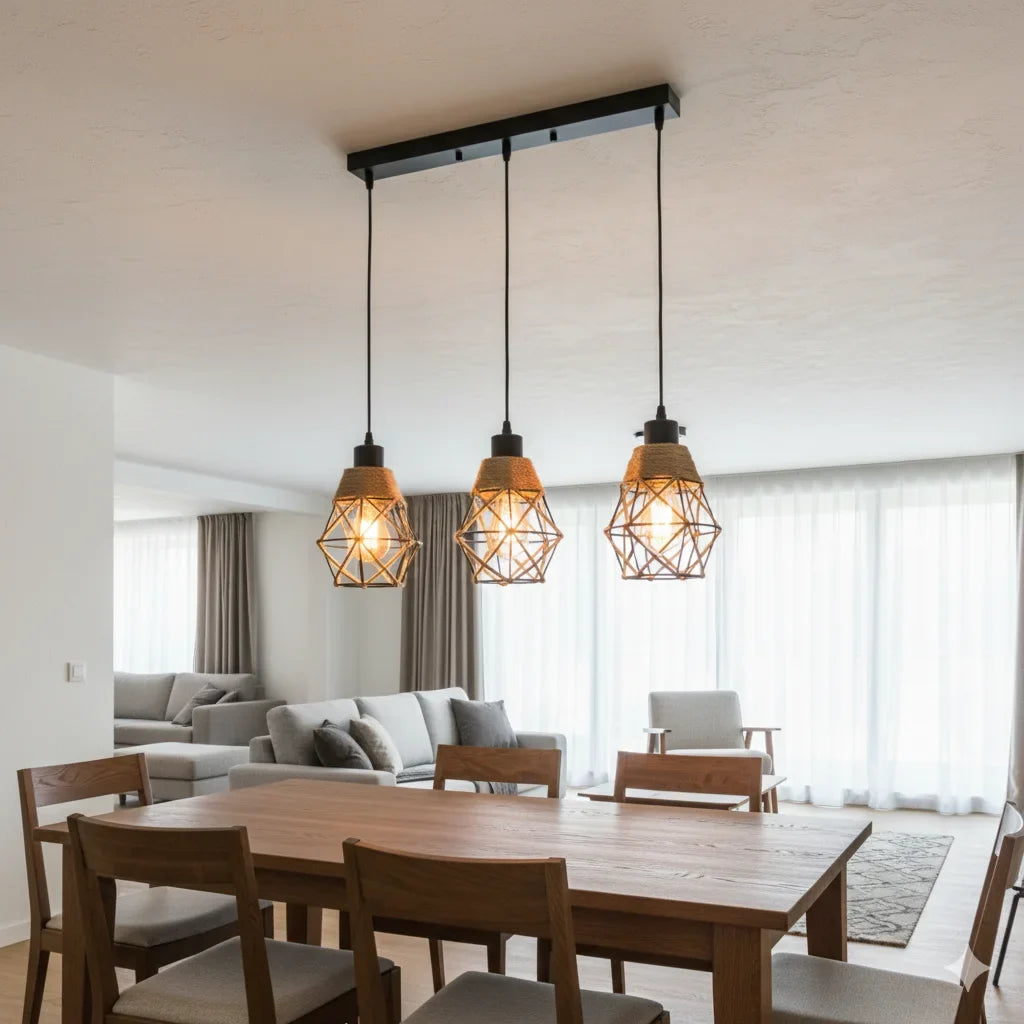 Vintage Hemp Rope Pendant Light – Retro Industrial Lamp Pendant Light Qme
