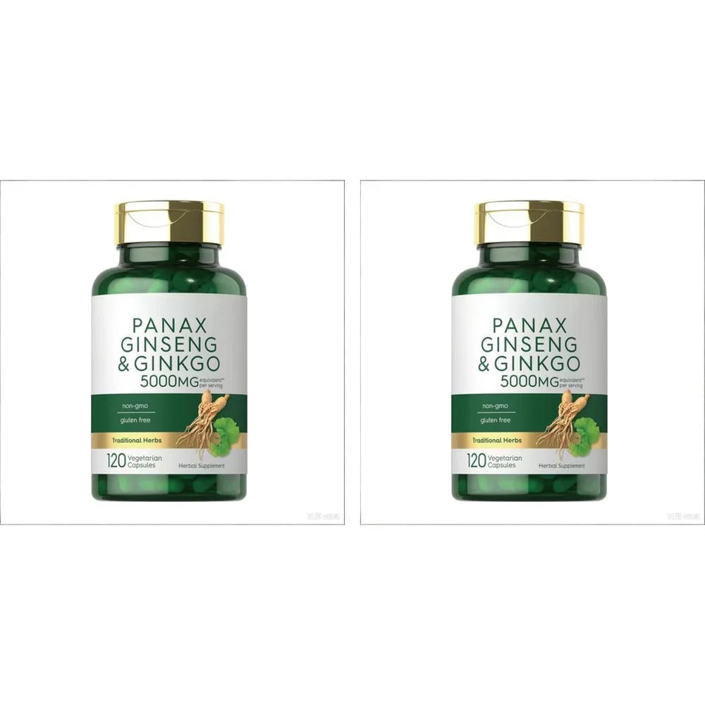 Panax Ginseng & Ginkgo Biloba 5000mg | 120 Veg Capsules Herbal Supplement Qst 2bottles 240capsules
