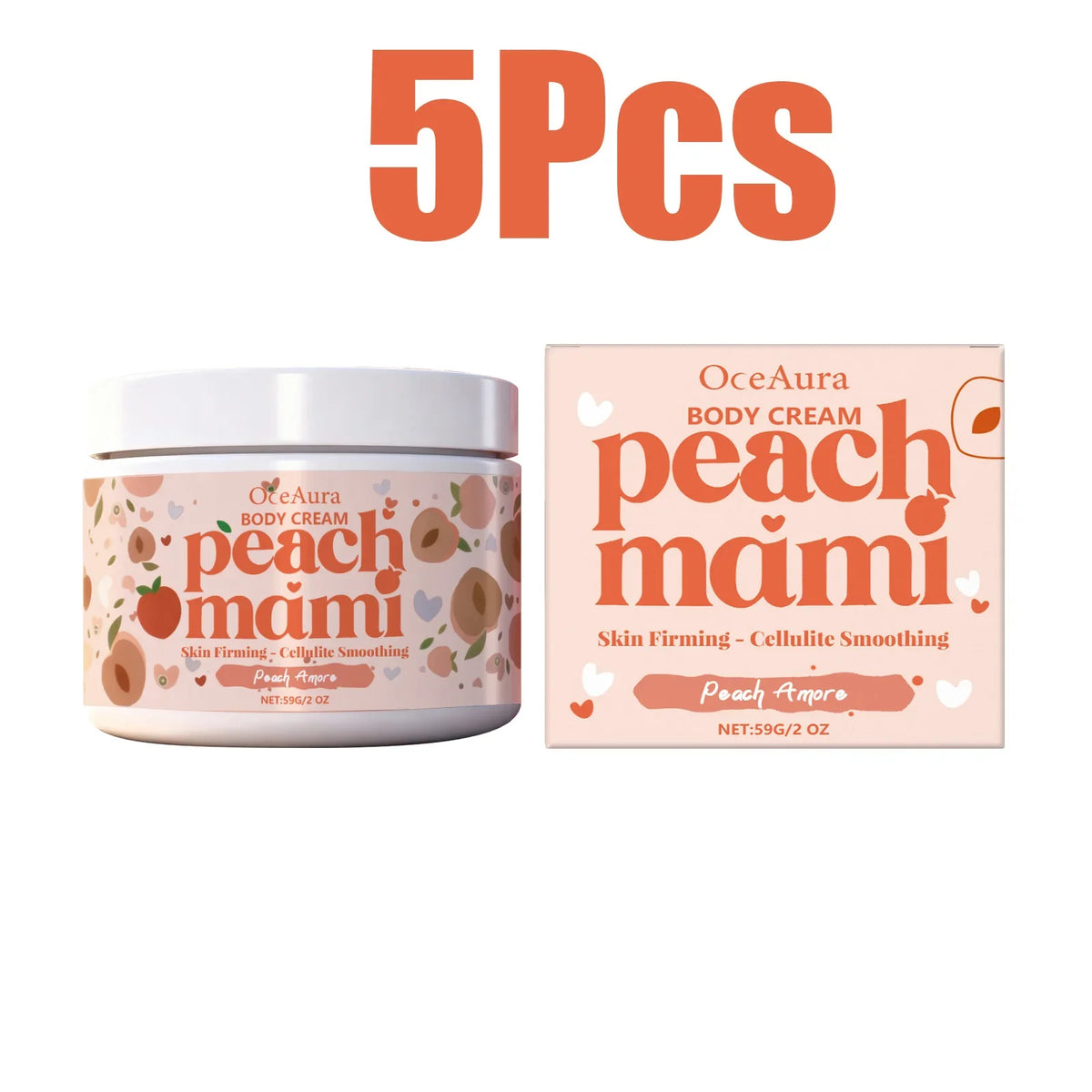 Peach Firming Body Cream – Tightening, Lifting & Moisturizing Firming Body Cream Qme 5 x 59g Boxed