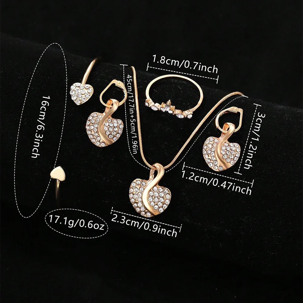 Women's Gold Quartz Watch & Jewelry Set – Ring, Necklace, Earring Watch & Jewelry Set Qme