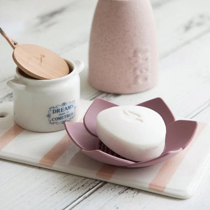 Silicone Lotus Soap Holder Drain Dish – 5 Colors Silicone Soap Dish Qme