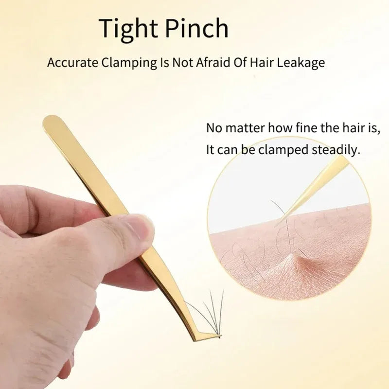 Precision Lash Tweezers Set – 3 Stainless Steel Eyelash Tools Lash Extension Tweezers Qme