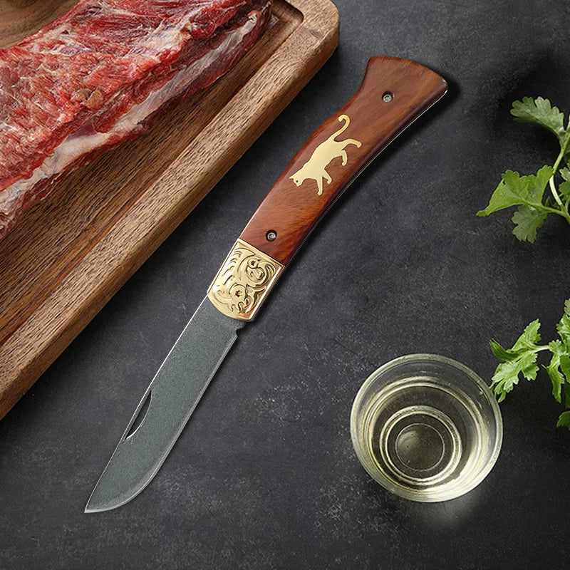 Folding Kitchen Knife – Stainless Steel Blade & Wood Handle Folding Kitchen Knife Qst