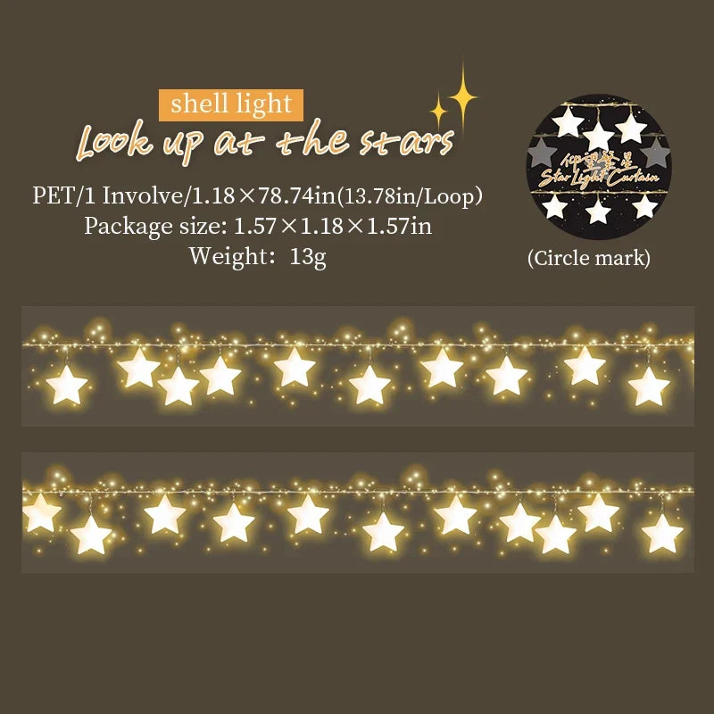 Glitter Star Fringe Decorative Tape for DIY & Scrapbooking Decorative Craft Tape Qme S23968-1