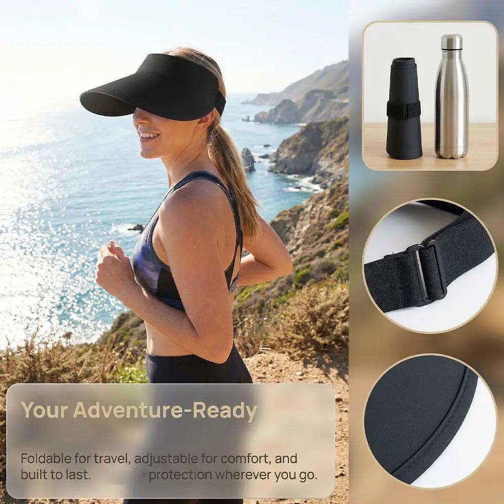 Wide Brim Visor Hat UPF 50+ UV Protection – Lightweight & Packable Sun Visor Hat Qme
