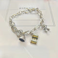 Women's Retro Thick Chain Charm Bracelet – Horse, Fish & Coin Charm Bracelet Qme 1pc
