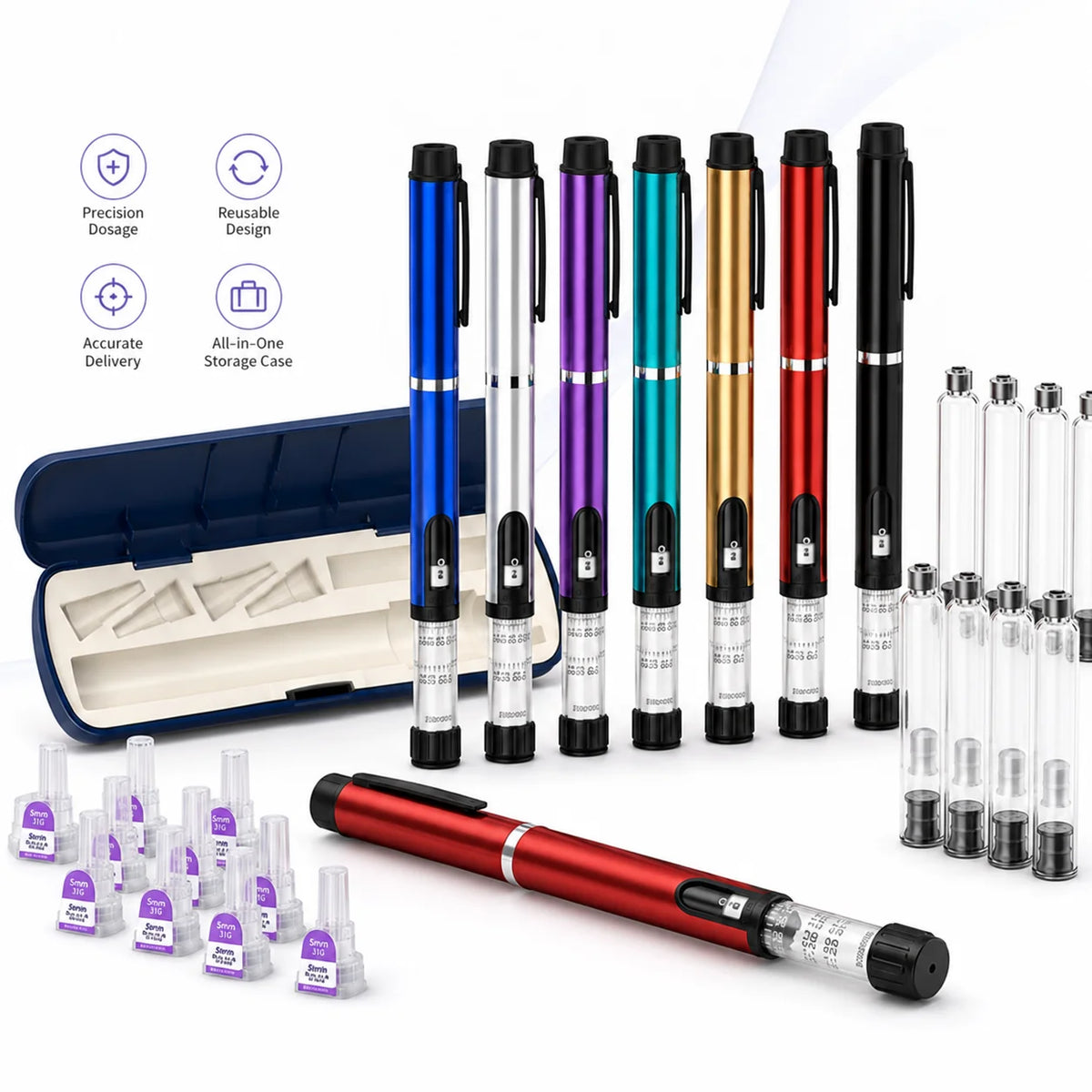 Reusable V3 Metal Injection Pen – Adjustable Dose Refillable Kit Injection Pen Kit Qst