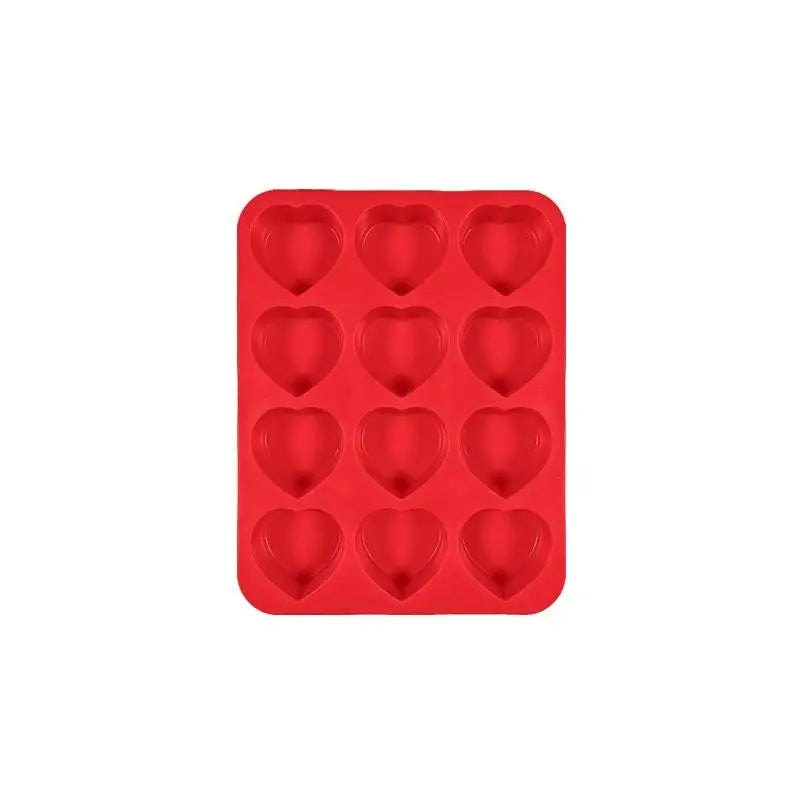 Heart Shaped Silicone Mold – 15-Grid Chocolate & Mousse Baking Silicone Baking Mold Qme Red