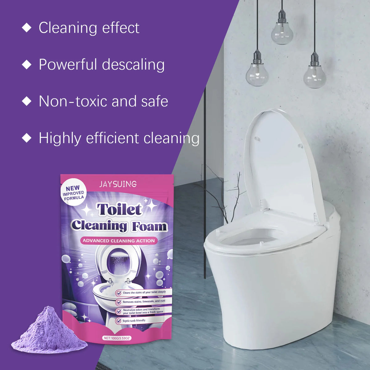 Jaysuing 100g Toilet Cleaner Powder – Descaling & Deodorizing Toilet Cleaner Powder Qst