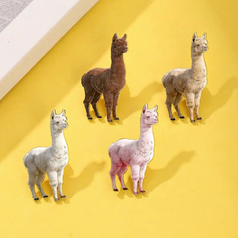 Cute Cartoon Alpaca Lapel Pin – Zinc Alloy Badge, 4 Styles Lapel Pin Badge Qme