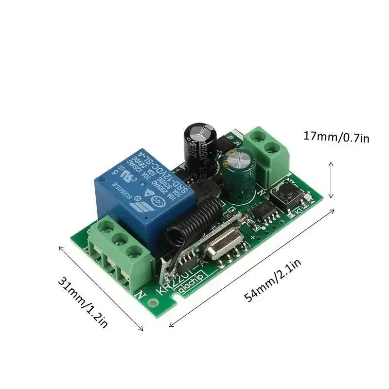 RF Remote Control Switch 1CH Relay Receiver – Garage, LED & Motor RF Relay Switch Qme